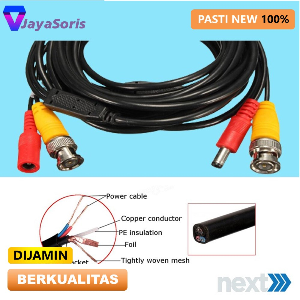 KABEL CCTV 10 METER OUTDOOR PLUS POWER BNC PERLENGKAPAN AKSESORIS CCTV VIDEO PLUG AND PLAY PANJANG JS27