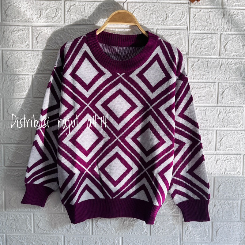 ZAHRA SWEATER RAJUT MOTIF WANITA KOREA