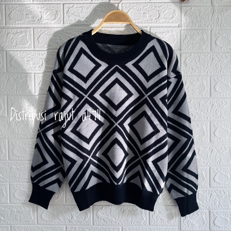 ZAHRA SWEATER RAJUT MOTIF WANITA KOREA