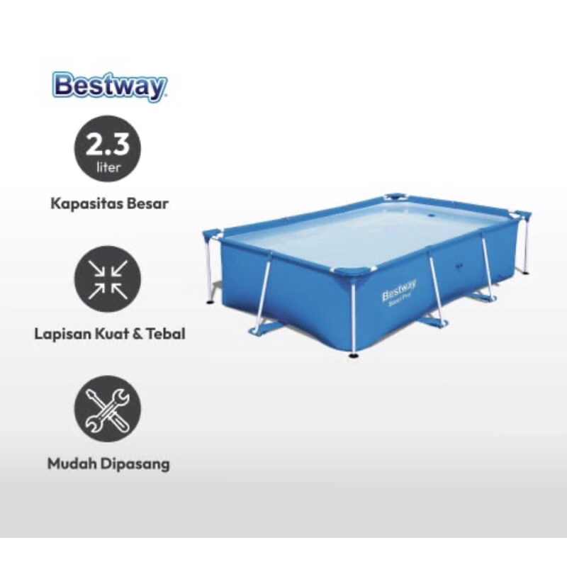 BESTWAY KOLAM RENANG FRAME SQUARE RECTANGULER/KOLAM RENANG PORTABLE BESTWAY/FRAME POLL SQUARE MURAH