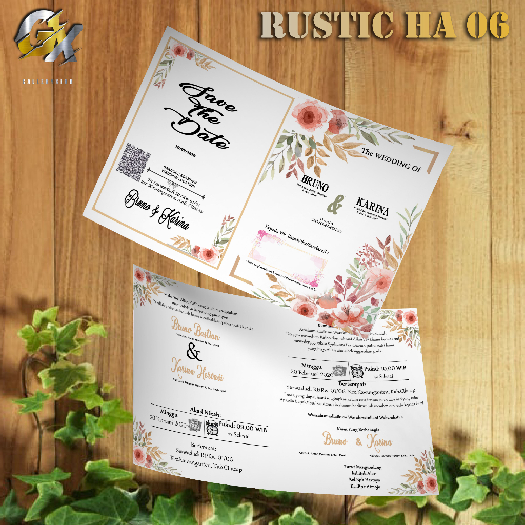 [UNDANGAN GARUT] Undangan Pernikahan Rustic Vintage HA BC TIK 150 GSM | Surat Undangan Pernikahan Un