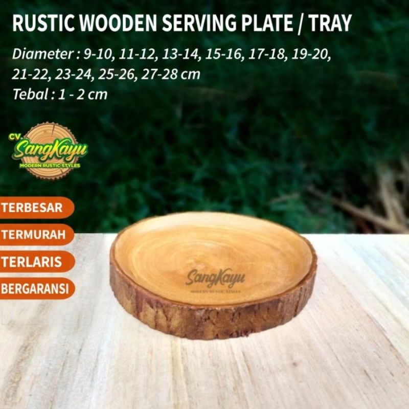 Wood plate tray 15-16 cm piring kayu unik piring mangkok saji nampan
