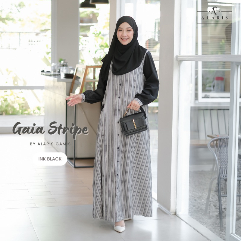 Gaia Stripe / Gamis Katun Salur / Gamis Garis Garis / Gamis Casual / Casual Dress / Gamis Motif salu