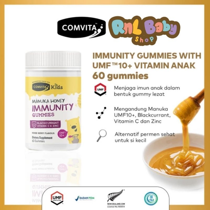 Comvita Kids Manuka Honey Immunity Gummies UMF 10+  (Untuk Usia 4+ Tahun) - Vitamin Anak