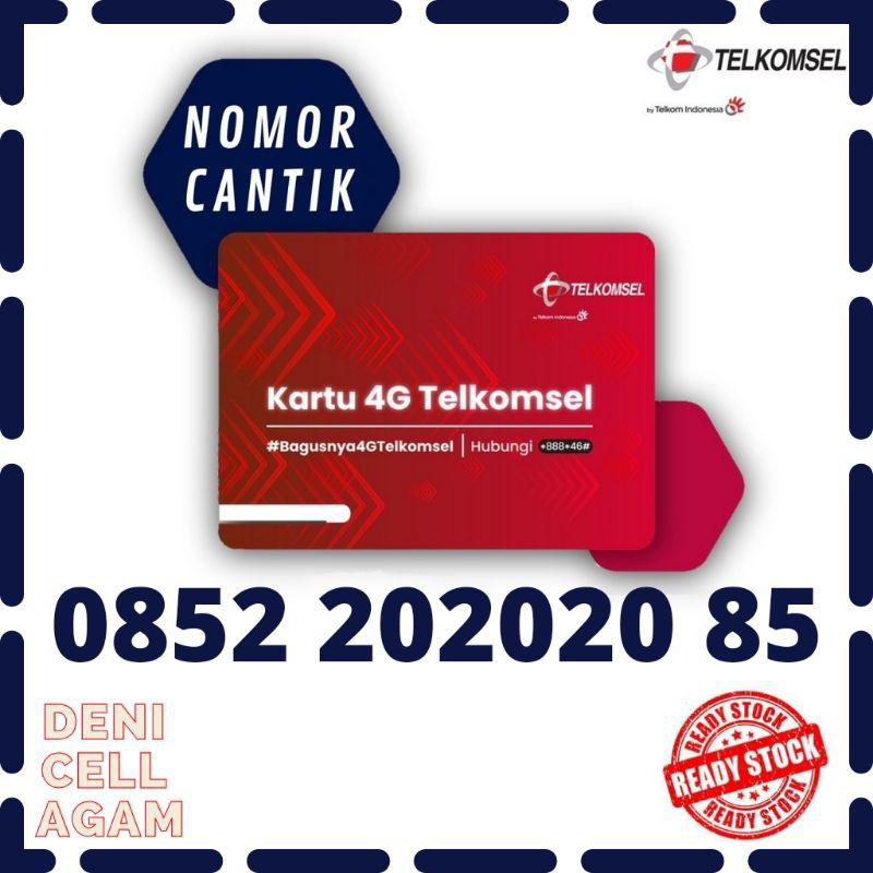 Nomor cantik Telkomsel as Triple ABABAB 4 unsur angka 202020 85