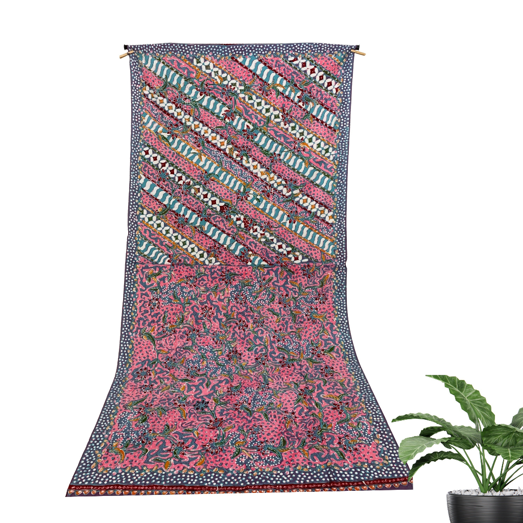 Kain Batik Tulis Asli Lasem Katun Sutra Sekar Jagat Pink Kawung Kecik