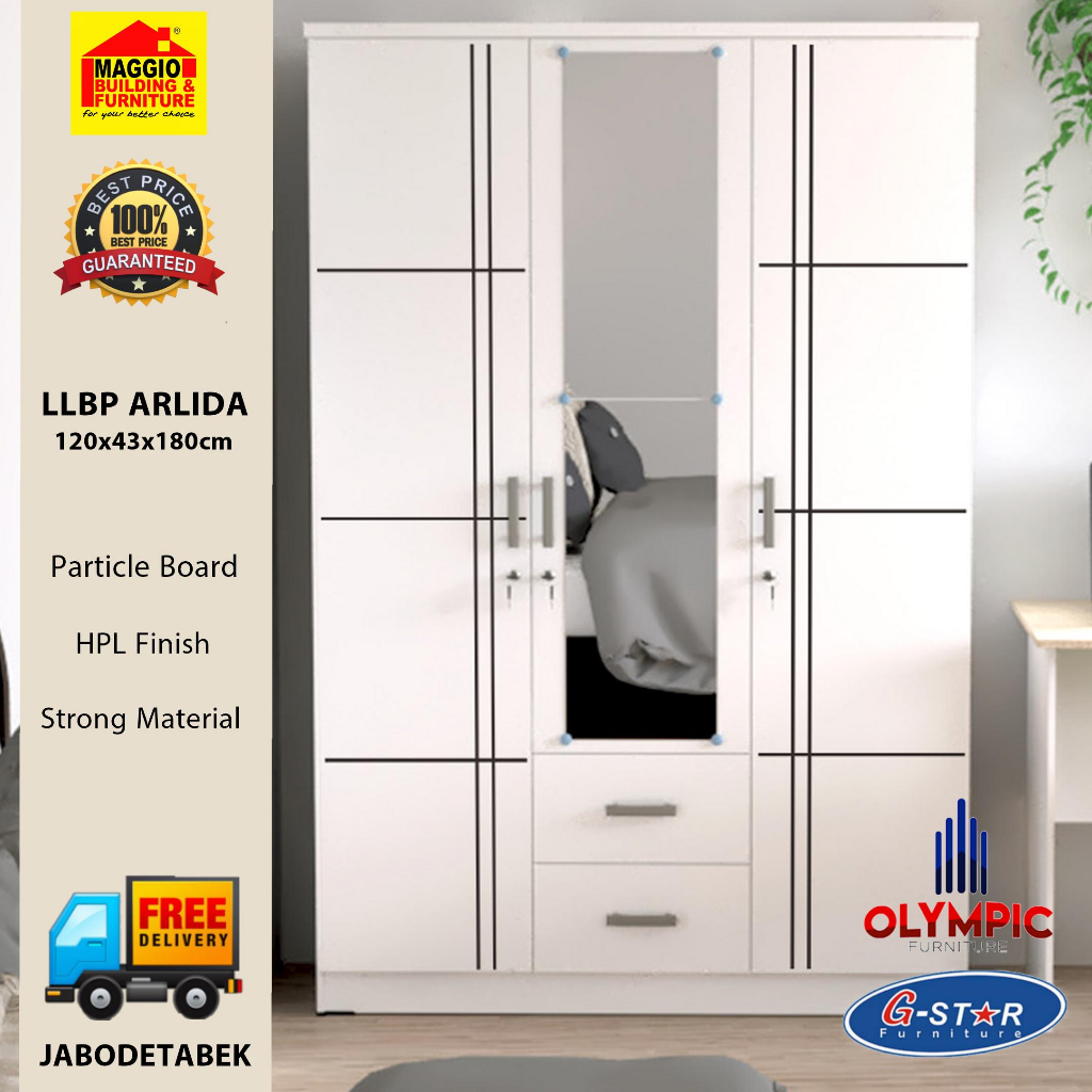 LEMARI PAKAIAN 3 PINTU - LEMARI PAKAIAN MINIMALIS LLBP/LCSP ARLIDA - OLYMPIC GSTAR