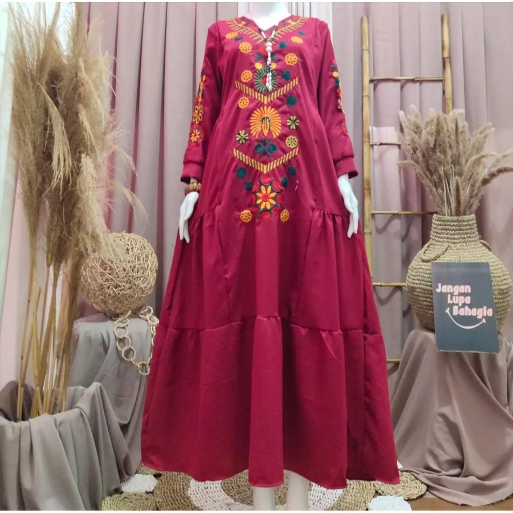 ahmd_store RAMADHANI DRESS Variasi Bordir Bahan Torry Burch Ukuran M L XL dress terbaru 2023 kekinia