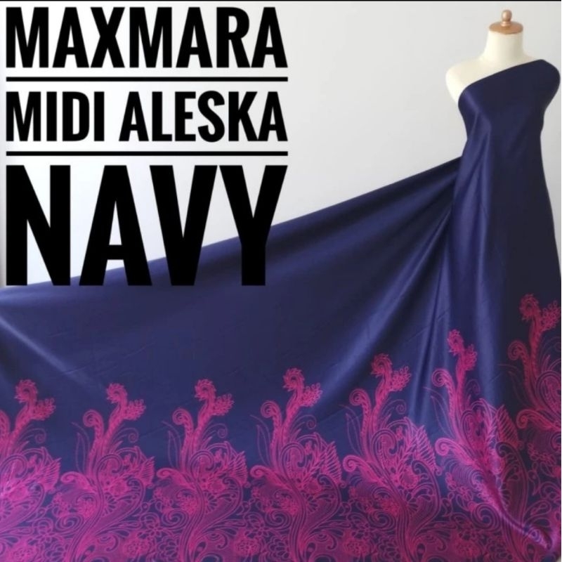 LAST STOCK Kain Meteran Maxmara Midi Aleska Navy (0.5M)