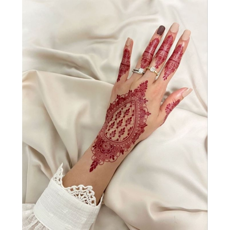 HENNA INSTAN STICKER MAROON FREE GLITER &amp; GEMS