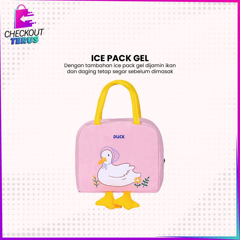 CT T45 Tas Bekal Makanan Karakter Bebek Serbaguna Travel Lunch Bag Dewasa dan Anak Sekolah Cooler Bag Tempat Bekal