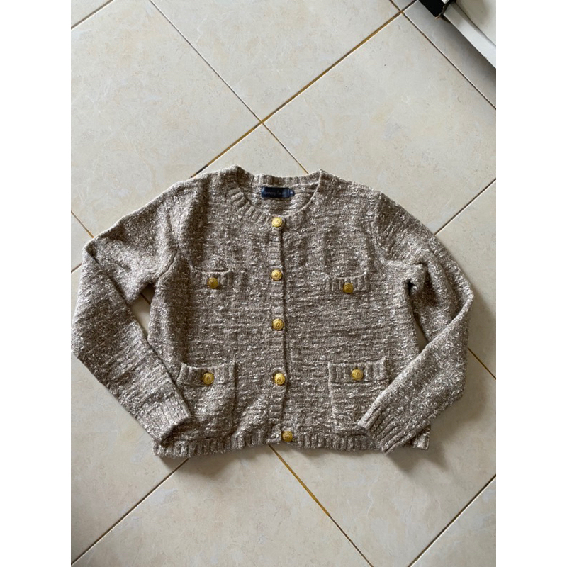 LYDIA TWEED CARDIGAN BENANG JARUM
