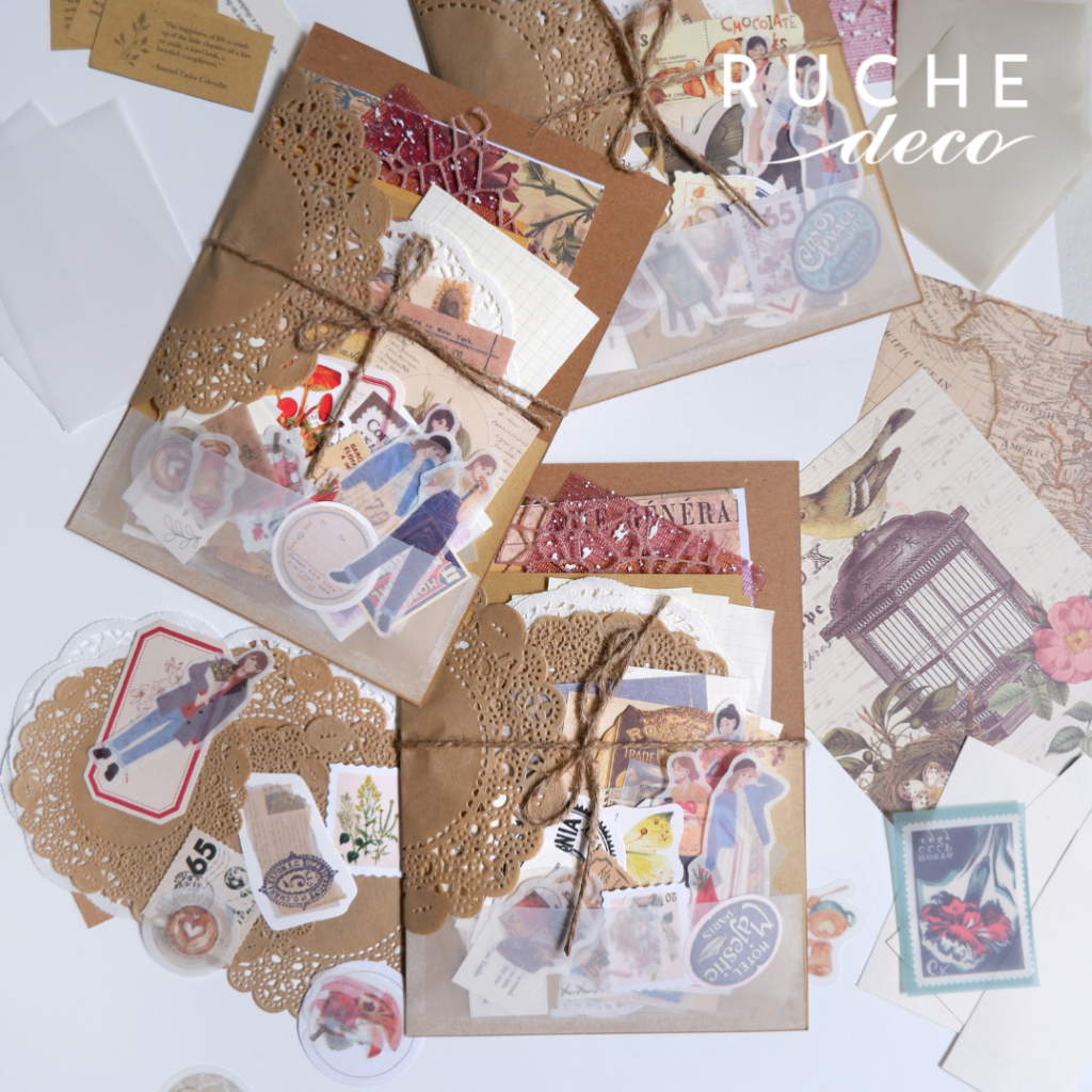 

RUCHE DECO - Journal Kit 78 pcs / JOURNAL KIT SCRAPBOOK VINTAGE / Journaling Vintage Scrapbook Vintage Bujo