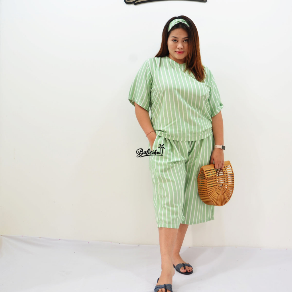 Balicihui Setelan Kasual Jumbo Setelan Plus Size Setelan Bigsize Big Size Setelan 3/4 Setelan Wanita