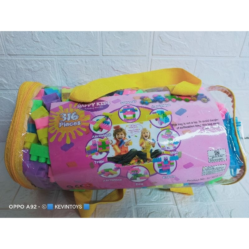 HJ 3838 AK MAINAN BALOK ISI 316PCS / MAINAN BONGKAR PASANG / MAINAN ANAK EDUKASI SUSUN BALOK HAPPY KIDS