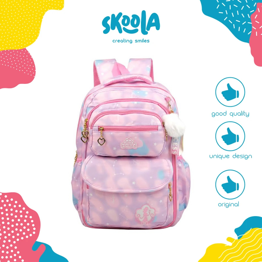 Tas Sekolah Anak Perempuan SD Ransel Polo Eagle 7093 Open Set Free Keychain Pom Pom - Skoola