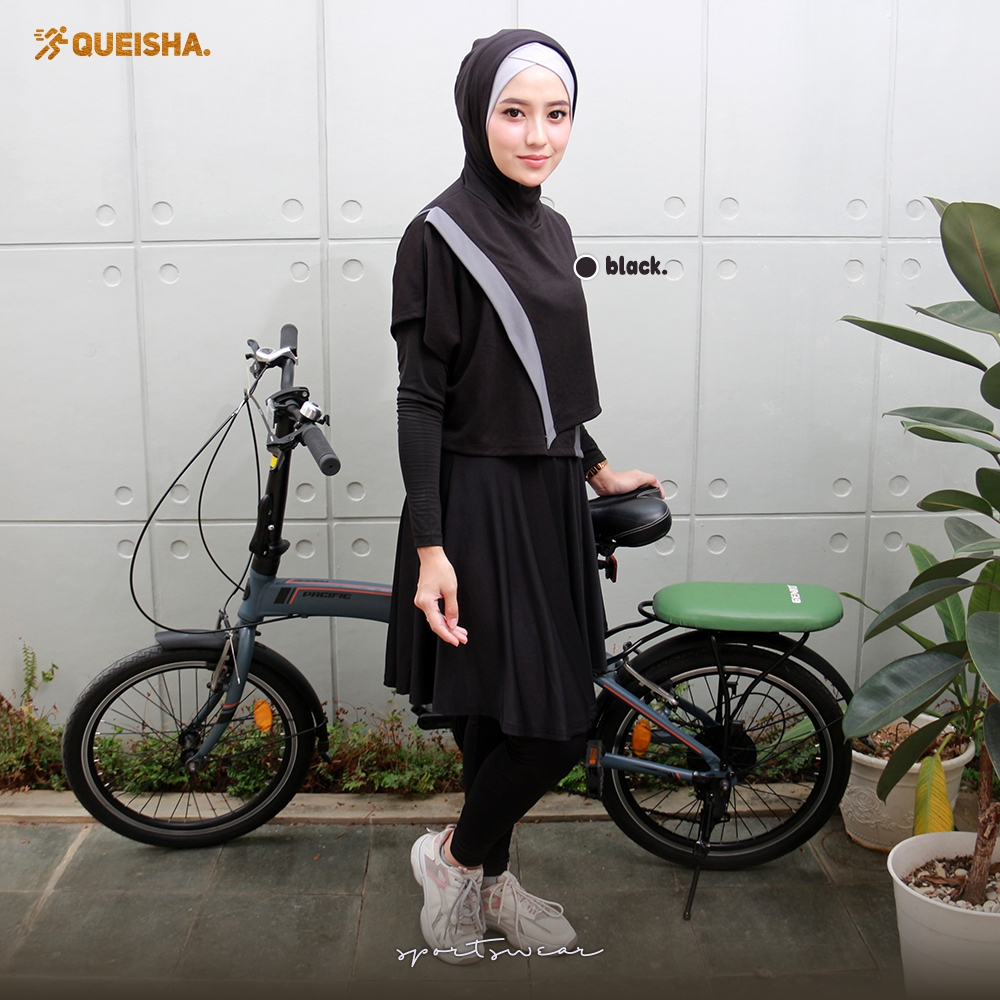 Queisha Sportwear l Olahraga Muslimah l Hoodie Wanita l Sportwear Zaneva l Olahraga Lari Bersepeda Workout Jogging Baju Renang