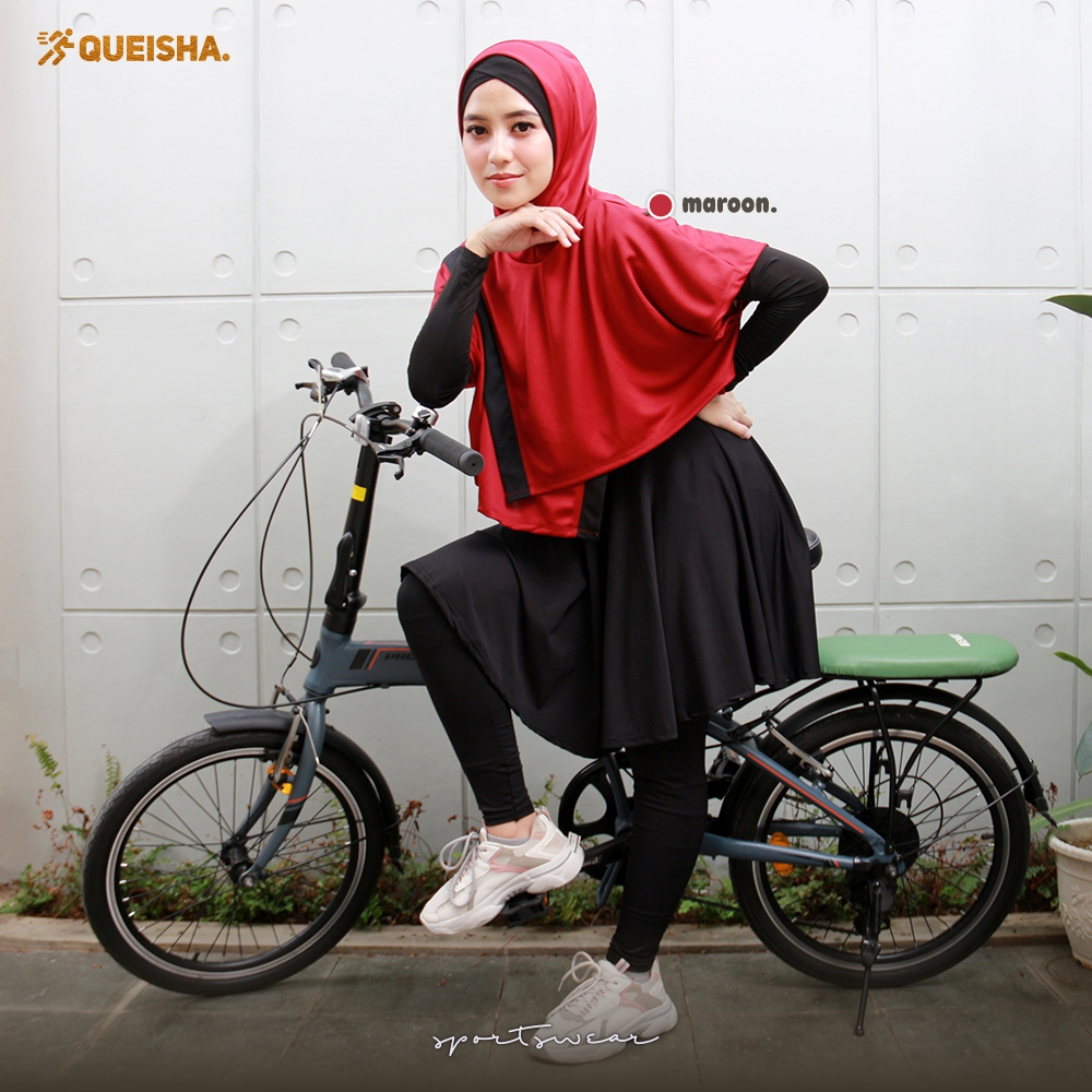 Queisha Sportwear l Olahraga Muslimah l Hoodie Wanita l Sportwear Zaneva l Olahraga Lari Bersepeda Workout Jogging Baju Renang