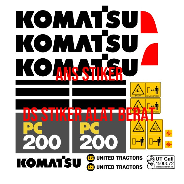 Stiker Alat Berat Komatsu PC200-7 Sticker Excavator Komatsu PC 200-7