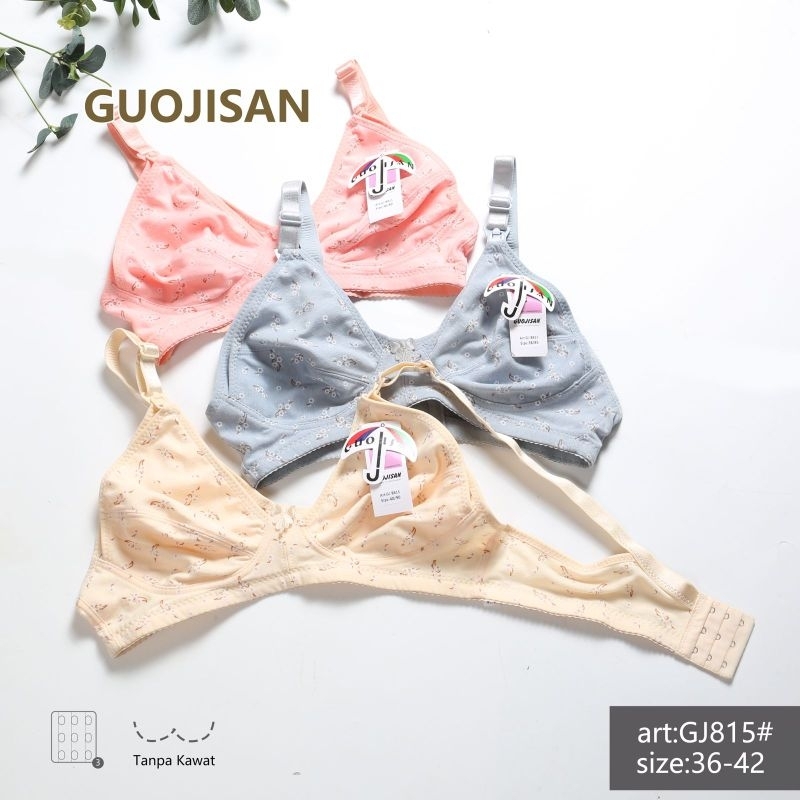 Bra Menyusui Guojisan B815 Soft Cotton Bukaan Atas Motif Bunga Cantik