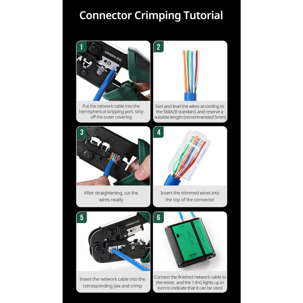 Crimping Tool UGreen 70683 RJ45 RJ11 LAN Network - 70683