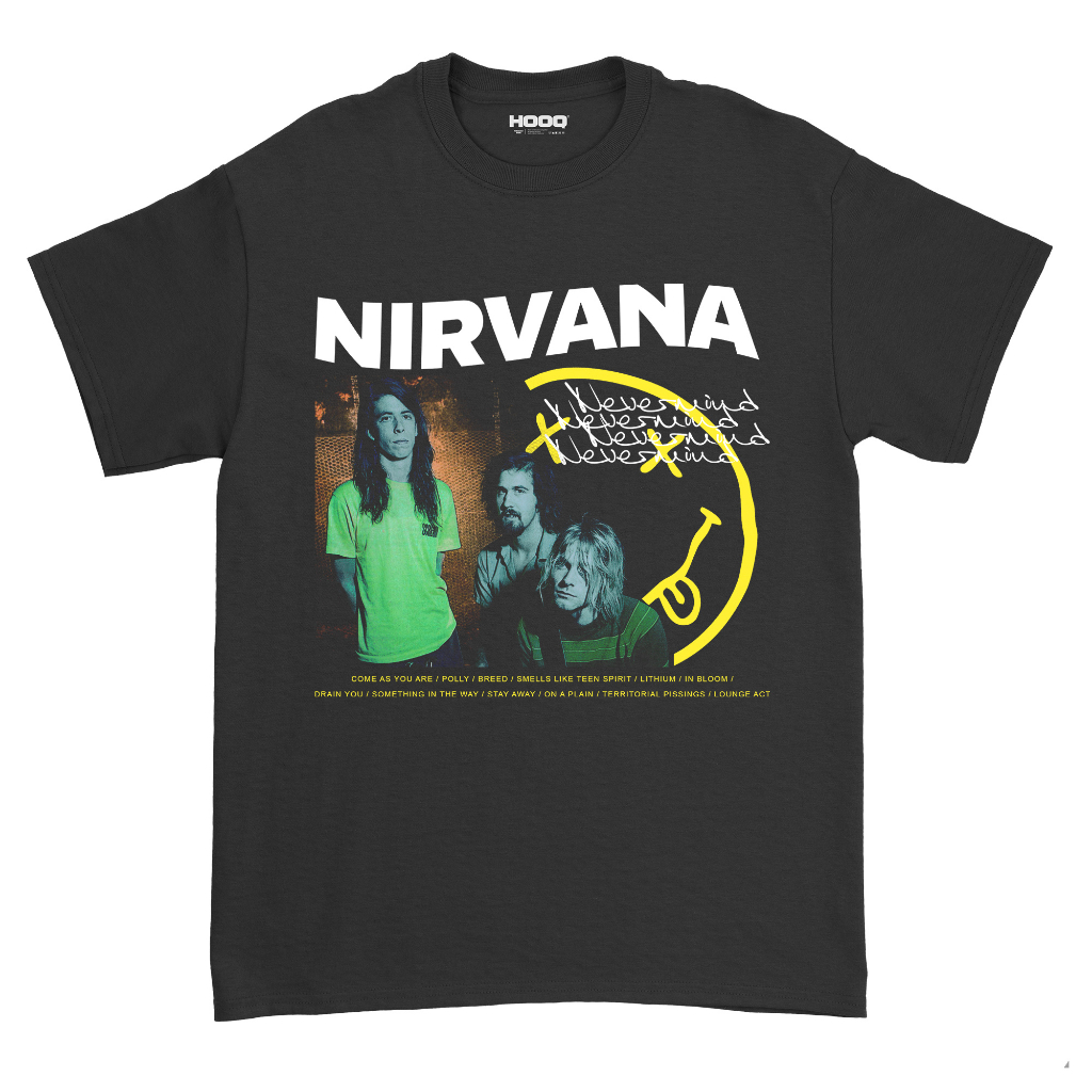 KAOS BAND NIRVANA NEVERMIND ALBUM SONG LIST / T-SHIRT BAND / UNISEX / GILDAN / PROMO BAYAR DI TEMPAT