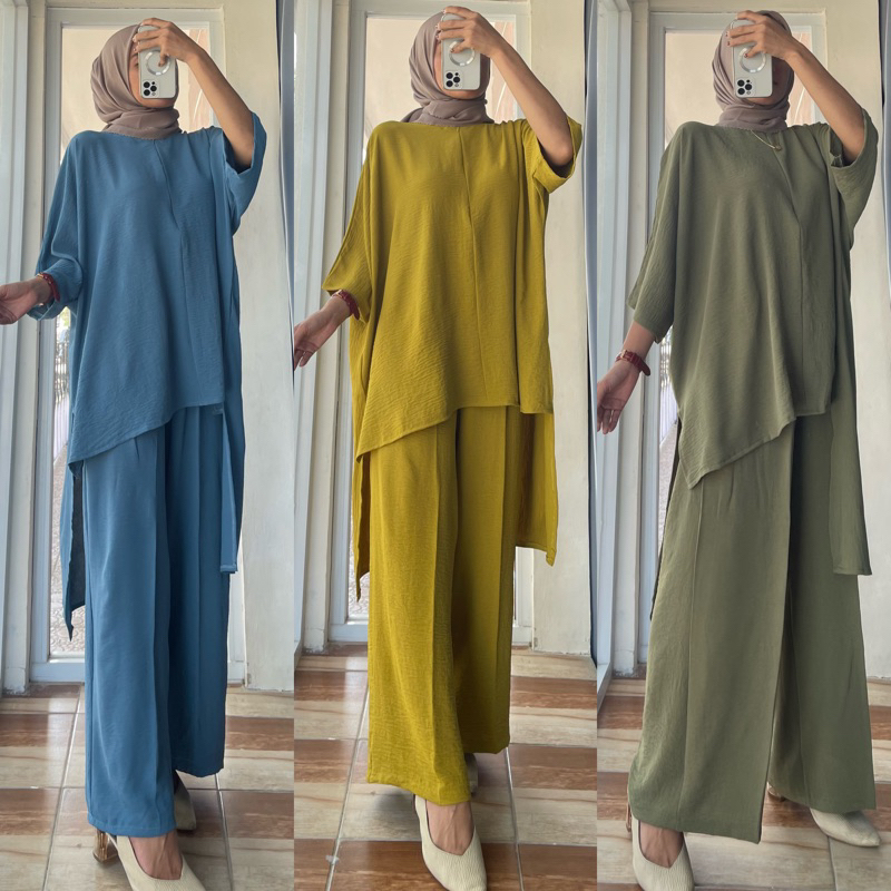 SETELAN WANITA SABIA JUMBO OVERSIZE CRINKEL AIRFLOW PREMIUM/ONE SET WANITA JUMBO/SETELAN WANITA TERBARU/ATASAN JUMBO/KULOT JUMBO