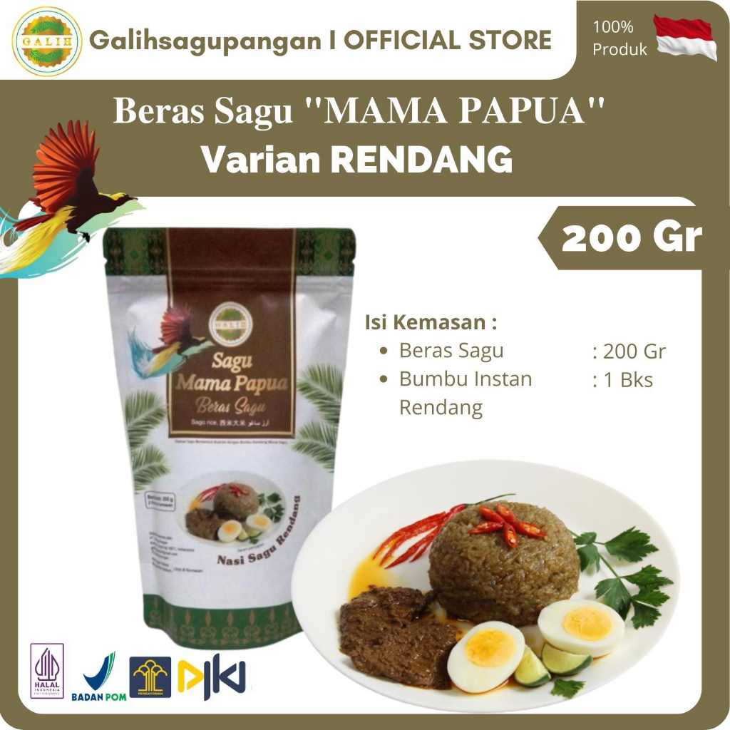 

Beras Sagu Mama Papua 200 Gr Bumbu Rendang