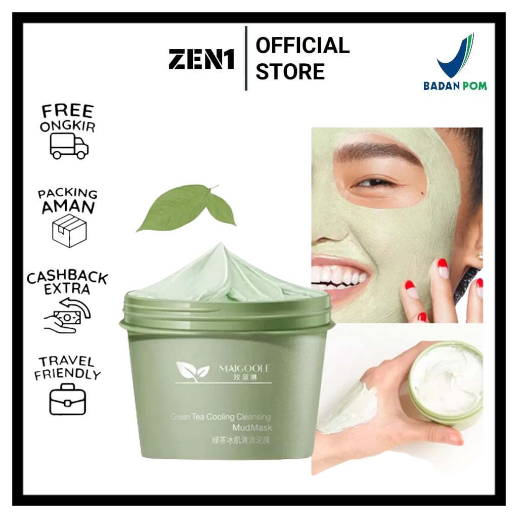 ZEN 1 - [BPOM] MAIGOOLE GREEN TEA CLAY MASK MASKER WAJAH GREENTEA PORE CLEAN CLAY MASK 100GR / MEIDI