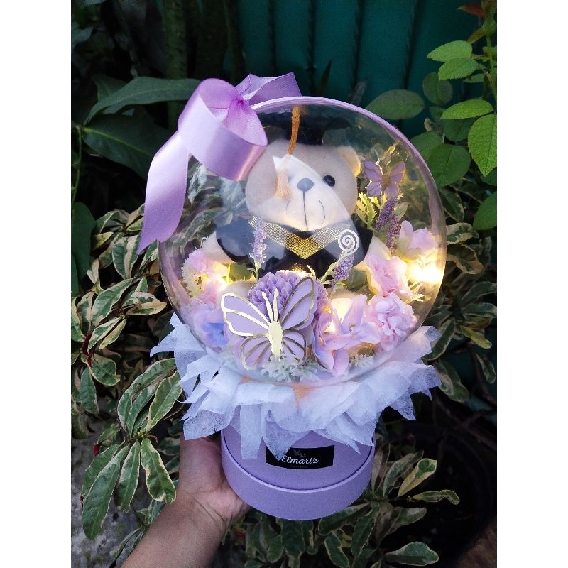 [READY STOK] Akrilik Bubble Bloom Box Boneka Wisuda/ Buket Boneka /Balon Abadi Anti Kempes/ Hadiah W
