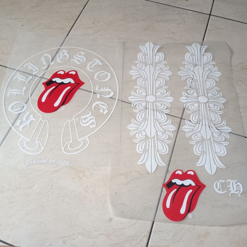 SABLON CHROME HEARTS ROLLING STONE PUTIH SABLON DTF