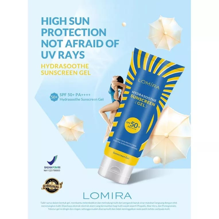 `ღ´ PHINKL `ღ´ LOMIRA sunscreen hydrasoothe gel ORIGINAL sunblock anti matahari no white cast