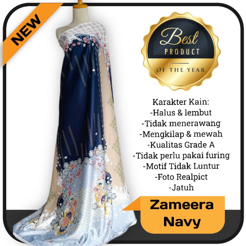 Kain Dr Silk Motif Zameera harga setengah meter untuk Sarimbit,gamis,tunik,kemeja,mukena