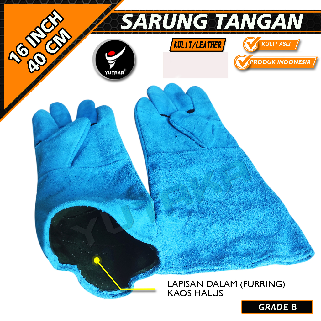 SARUNG TANGAN LAS YUTAKA 16INCH HIJAU TOSCA/sarung tangan kulit las yutaka 16inch termurah/sarung tangan las welding terlaris