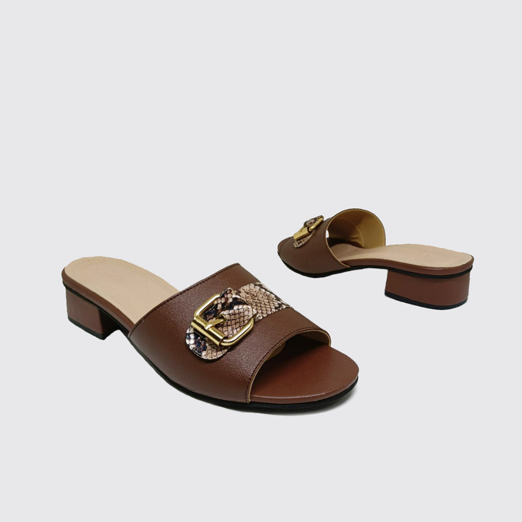 Sendal Wanita Big Size Heels Hak 3cm / Sandal Cewe Ibu2 Heel Pesta Casual Gaya /Ukuran Jumbo Besar/ Brown Beige Tan Black