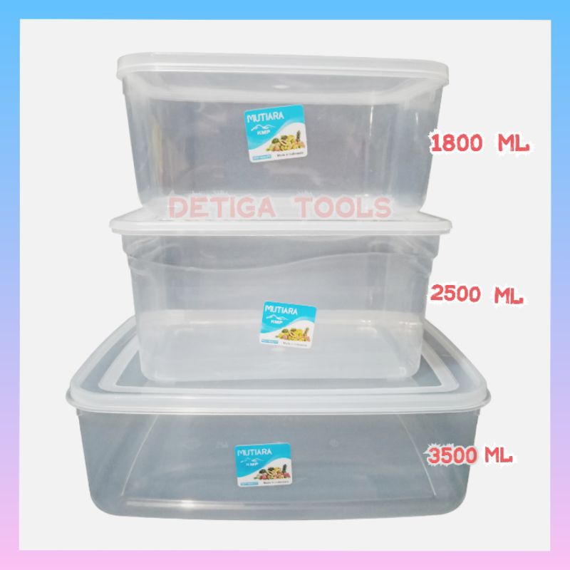 KMP MUTIARA Kotak Plastik 3500ml / 2500ml / 1800ml Thinwall Food Box Bening Transparan