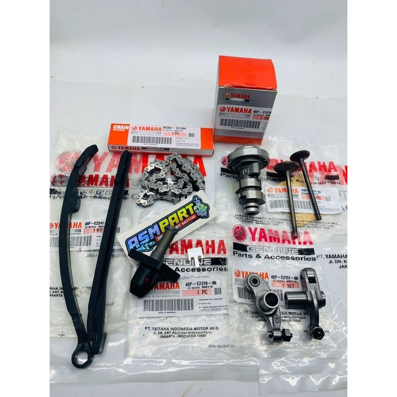 45P Yamaha Byson paket noken as, platuk klep, klep set, rantai keteng,tonjokan keteng Yamaha byson