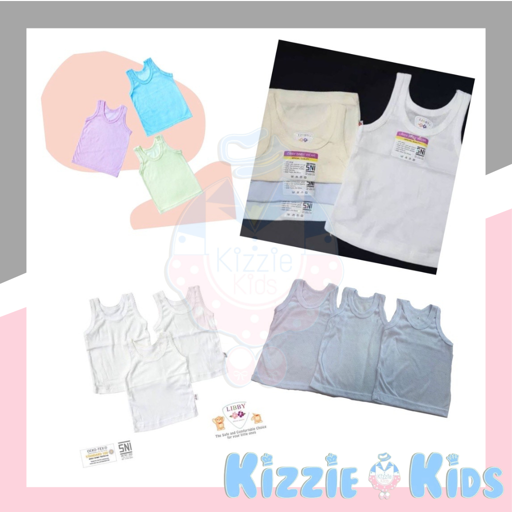 Kaos Dalam Bayi /  Kaos Singlet Bayi LIBBY / MEGA Isi 3pcs / Naoki Singlet Jumper