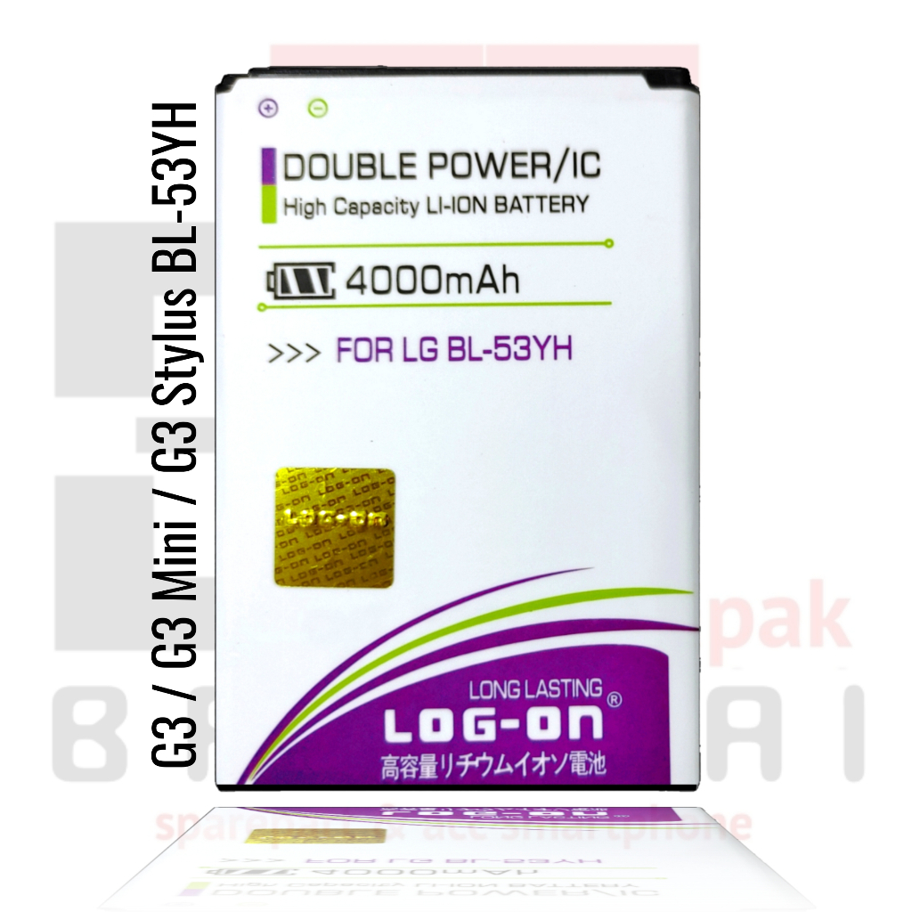 LOG - ON Baterai LG BL53YH Optimus G3 / G3 Mini / G3 Stylus Baterai Double IC Protection Battery Batre