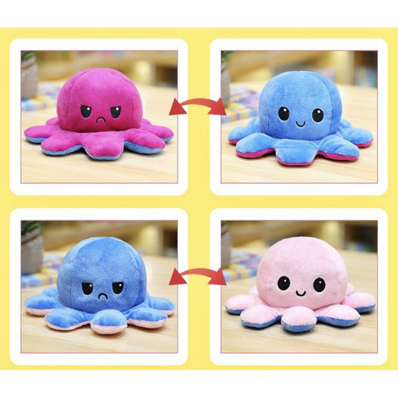 Boneka otopus bolak balik boneka gurita bolak balik mainan mewah untuk hadiah