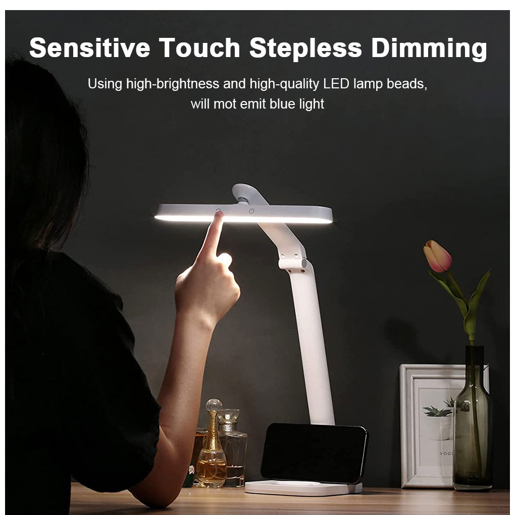 Triple W Lampu Meja Baca Kerja Lipat Belajar Kantor Folding LED USB Desk Lamp Remote Rechageable