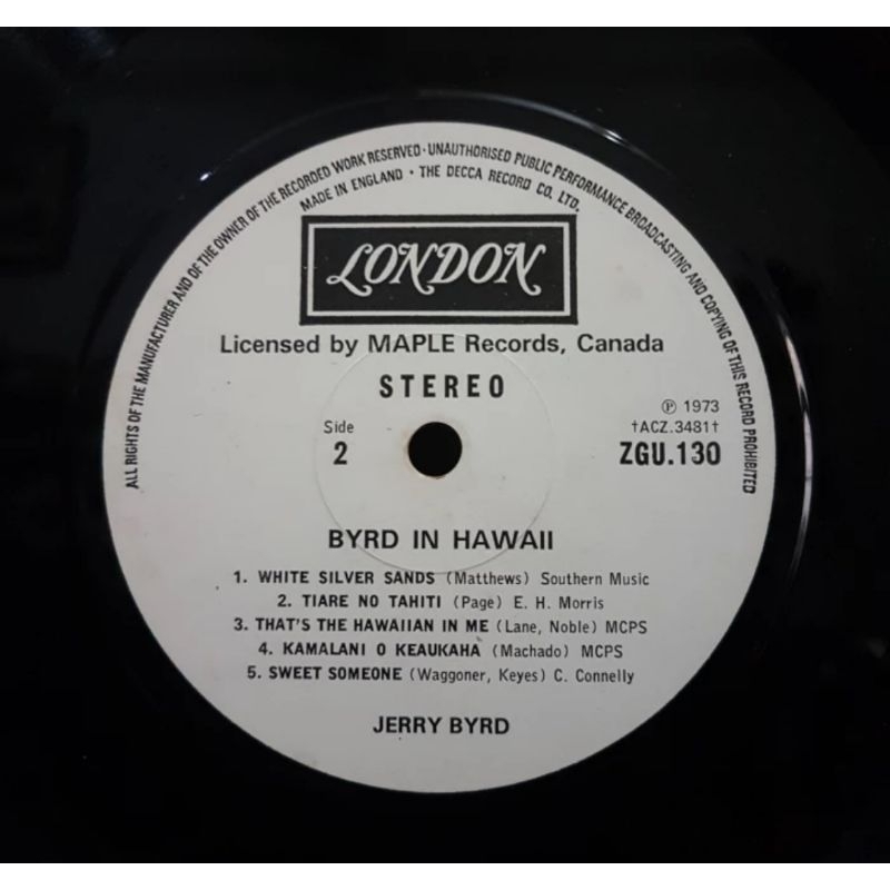 Vinyl Piringan Hitam 12 inch Jerry Byrd-Byrd In Hawaii