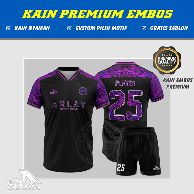 JERSEY FUTSAL ARLAY KEREN PRINTING CUSTOM - BAJU WARNA HITAM BUNGA PINK BATIK ANAK DEWASA GRATIS SAB