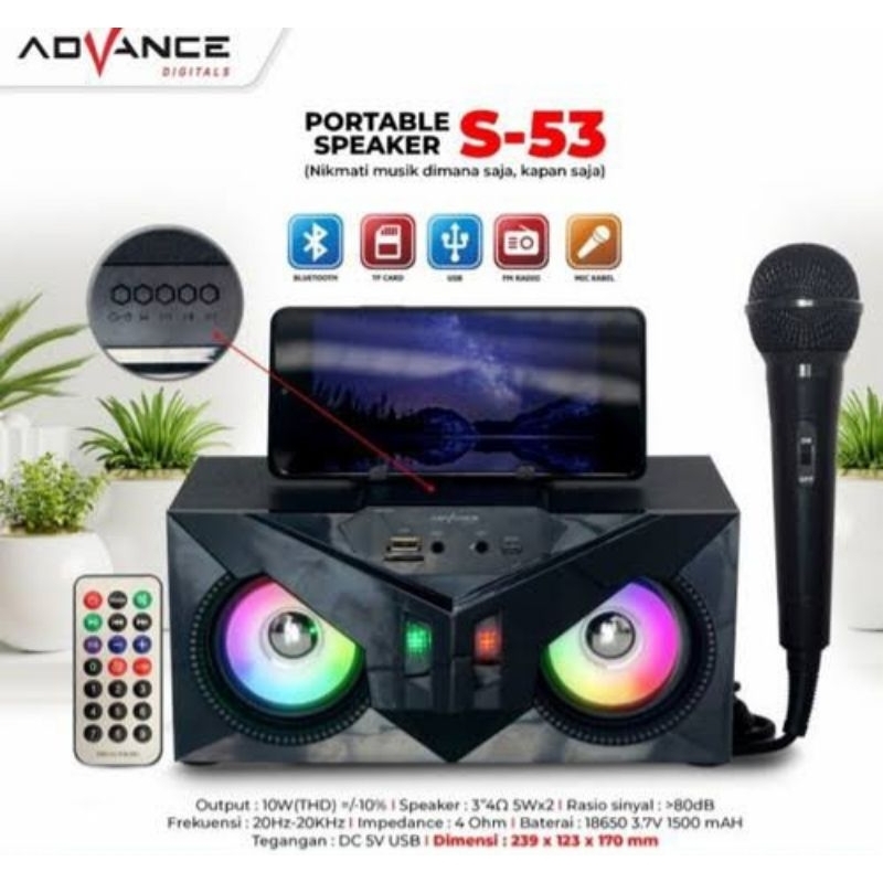 speaker bluetooth advance s53 / speaker aktif s53 advance / speaker portable advance s53