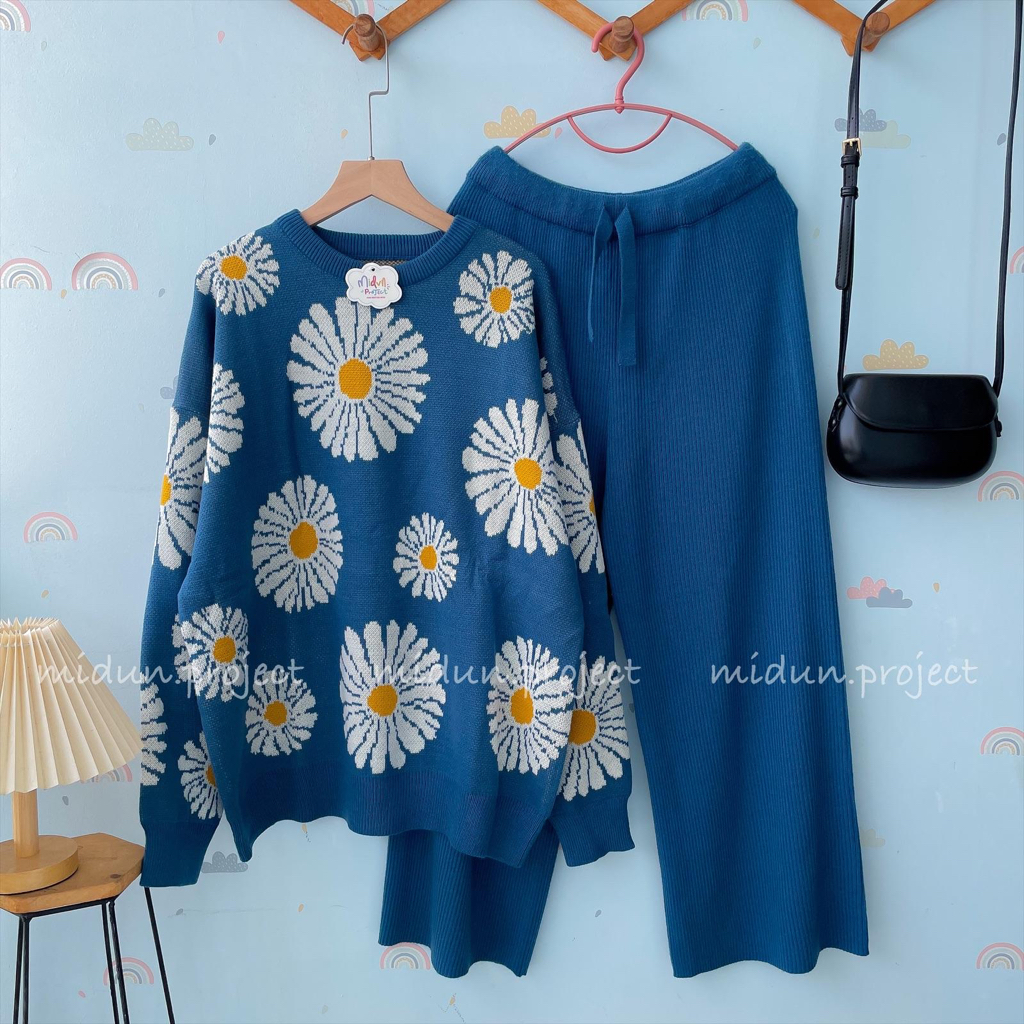 KARINA FLOWER KNIT | SETELAN RAJUT MOTIF PREMIUM