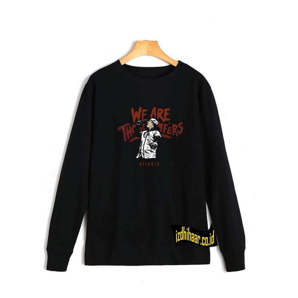 Sweater Crewneck Pria Dan Wanita Motif Hitam Sweatshirt katun Fleece Size M -XXL