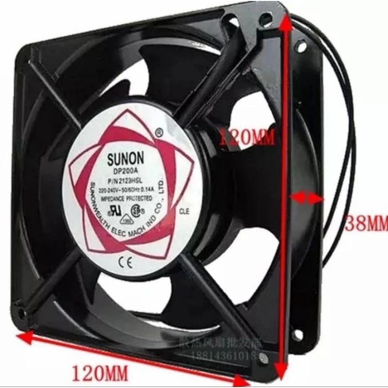 Cooling Fan Besi SUNON 12 x 12 cm AC220 - 240 Volt Merk Sunon