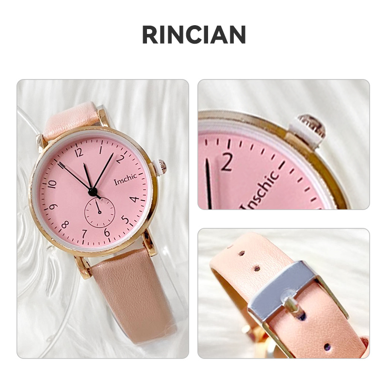 Jam Tangan Analog Untuk Wanita Strap PU Dial Bulat Casual Simple Fashion Import