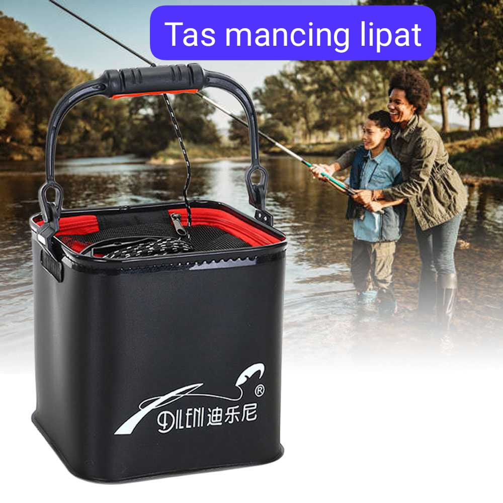 TAS MANCING LIPAT IKAN EMBER LIPAT MANCING IKAN FOLDING FISHING BUCKET 10L