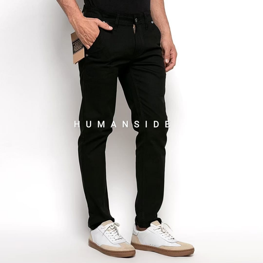 HUMAN SIDE - Celana Panjang Chino Slim Fit Hitam